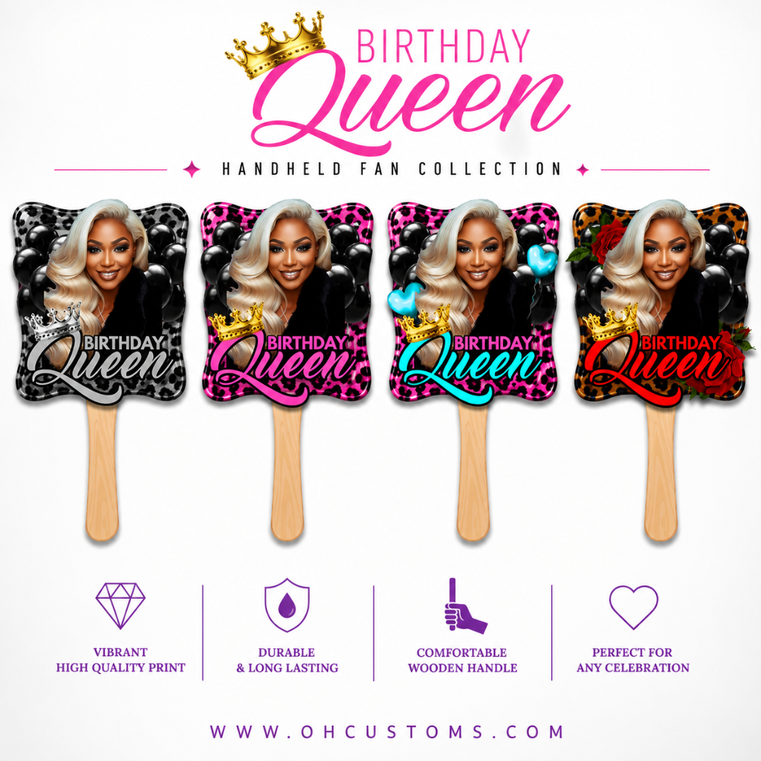 Custom Birthday Hand Fan | Personalized Birthday Fan | Birthday Queen Party Favor