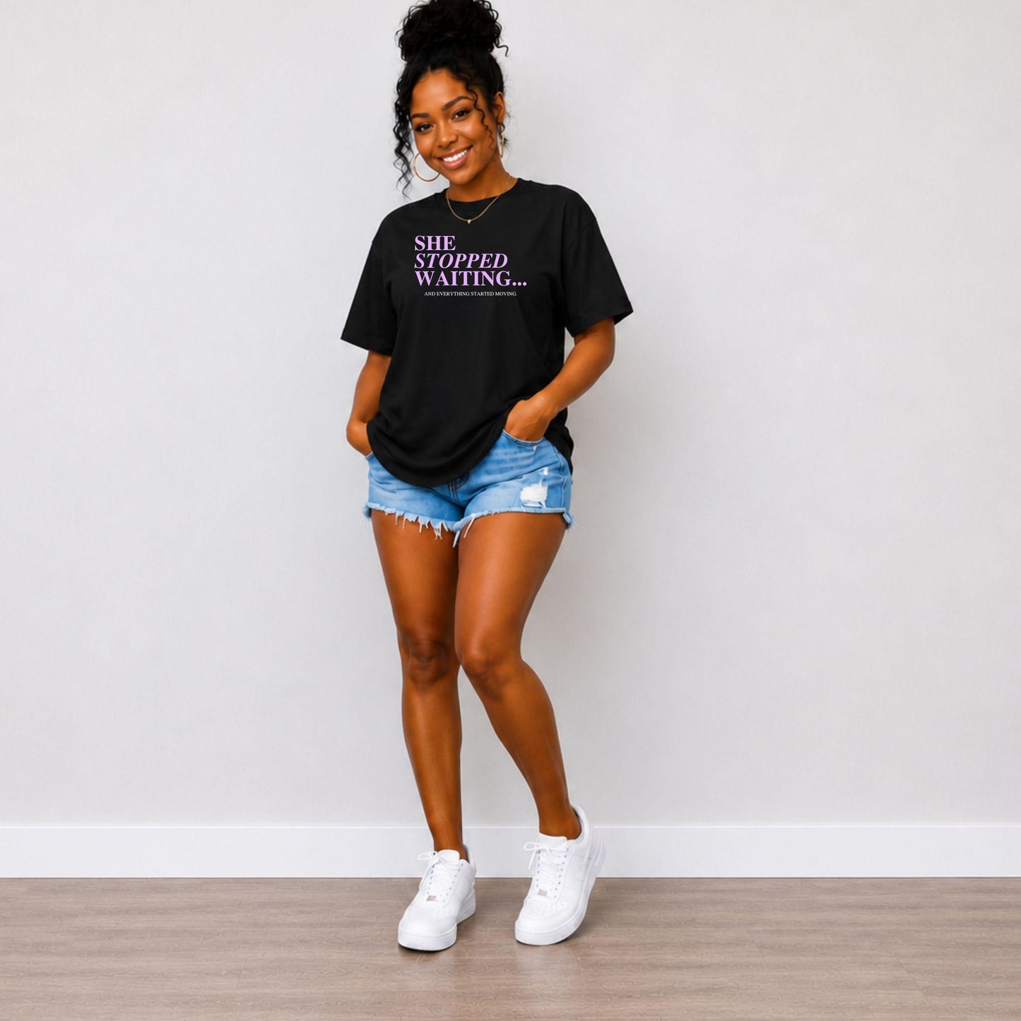She Stopped Waiting T-Shirt | Self Growth Shirt | Women Empowerment Graphic Tee | Motivational Tee Shorter Shopify title: