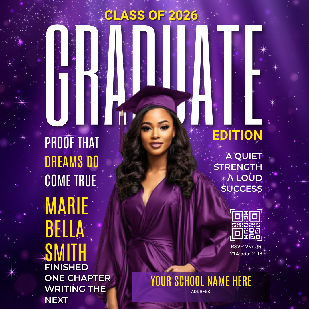 Custom Graduation Bundle with Stole, Tumbler, Fan & Magazine | Class of 2026