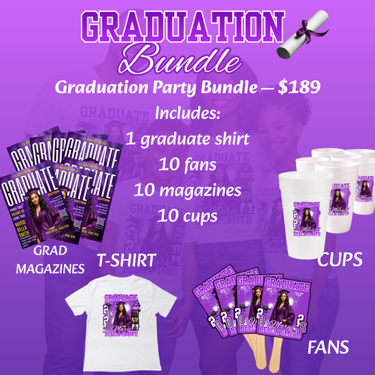 Graduation Party Bundle | Custom Fans, Cups, Magazines & Shirt | Class of 2026