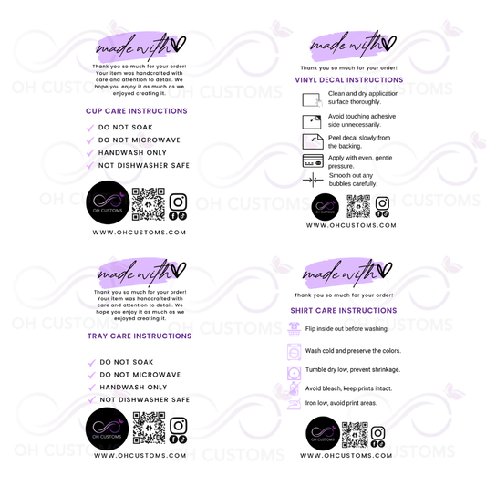 Product Care Cards Bundle-Digital Download Canva editable