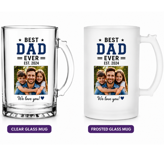 Custom Frosted or Clear Glass Beer Mug | 16 oz Personalized Mug