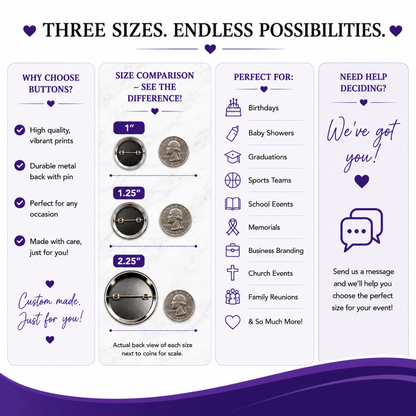 1" Custom Buttons | Personalized Logo & Promotional Pin Buttons