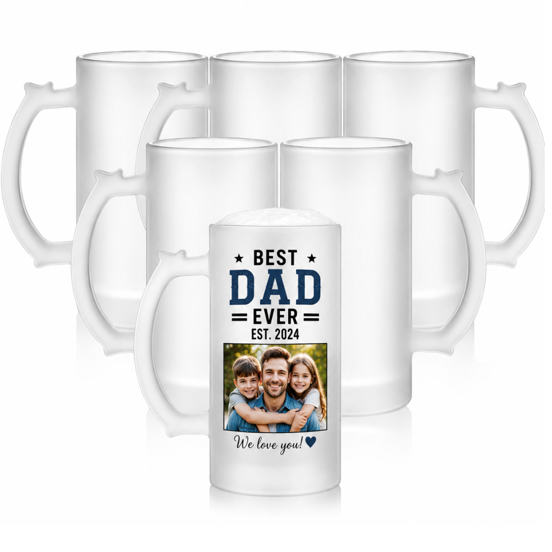 Custom Frosted or Clear Glass Beer Mug | 16 oz Personalized Mug
