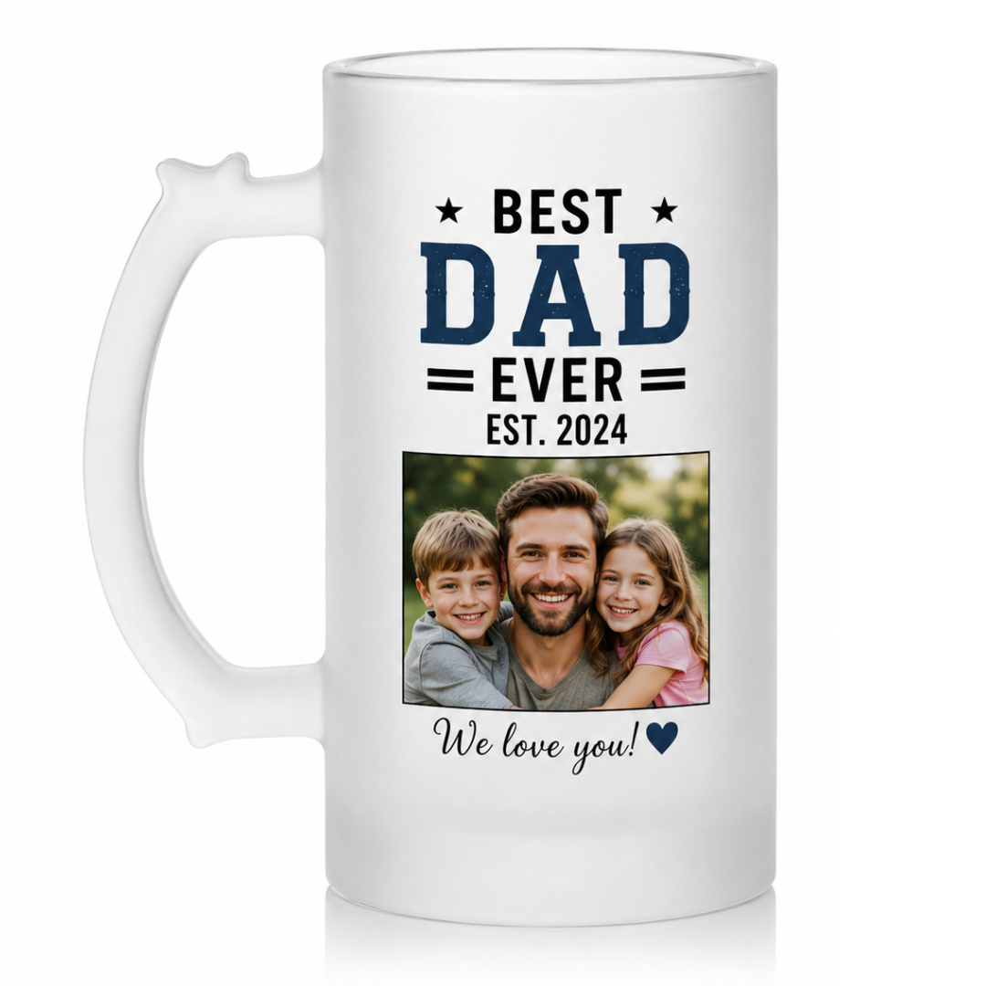 Custom Frosted or Clear Glass Beer Mug | 16 oz Personalized Mug