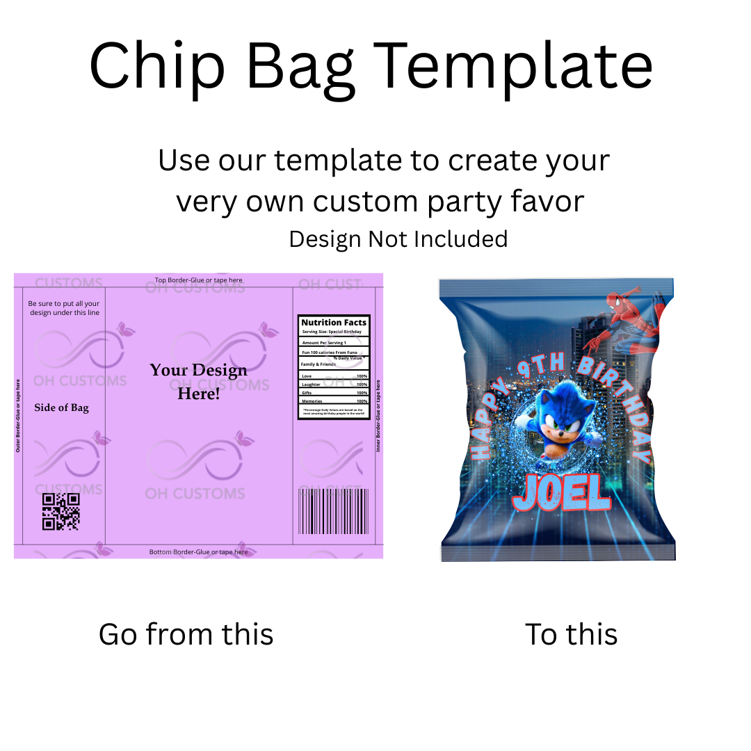 Chip  Bag Canva Template digital Download