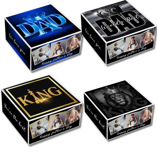 Personalized Father’s Day Gift Box | Custom Photo Memory Box for Dad | 8x8x8 Keepsake Gift Box