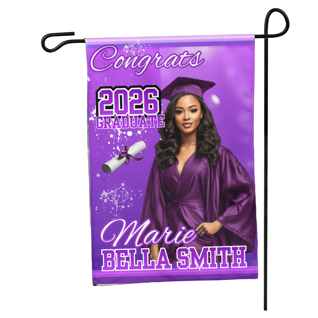 Custom Graduation Garden Flag with Photo | Personalized Graduation Flag | Class of 2026 Garden Flag | Graduation Party Decor