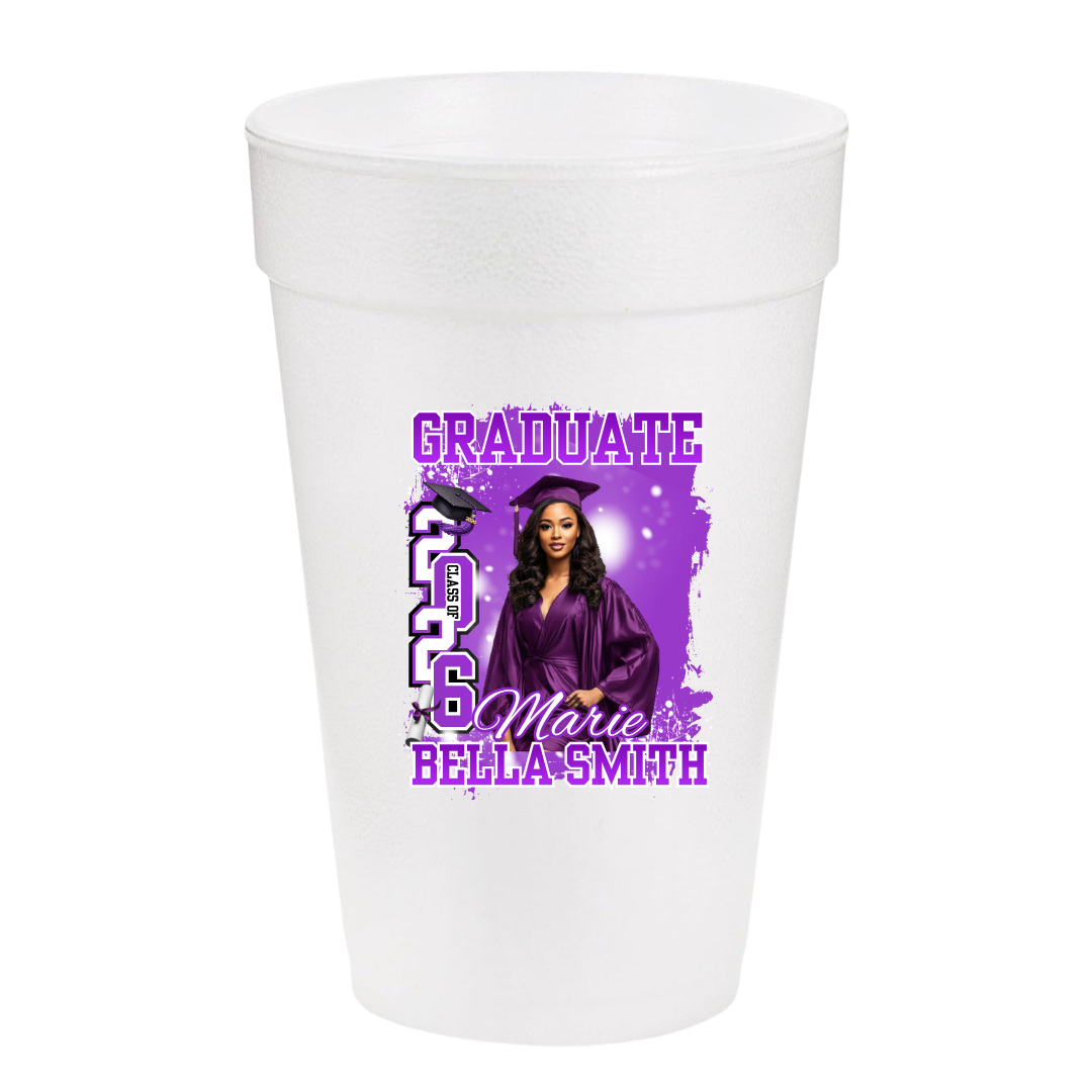 Custom Graduation Styrofoam Cups | Personalized Graduation Party Cups | Class of 2026 Cups | Graduation Party Favors (Set of 10)