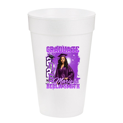 Custom Graduation Styrofoam Cups | Personalized Graduation Party Cups | Class of 2026 Cups | Graduation Party Favors (Set of 10)