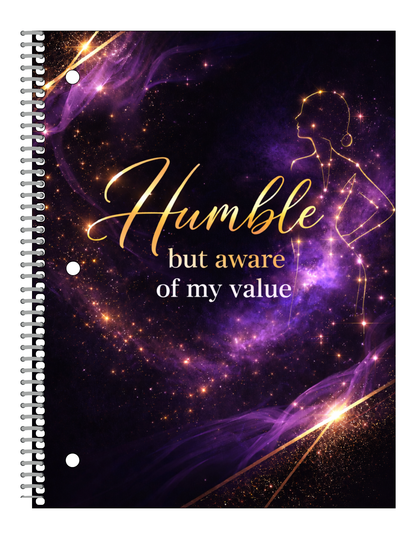 Humble but Aware of My Value Notebook | Motivational Spiral Notebook | Inspirational Journal | Confidence Affirmation Notebook