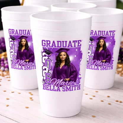 Custom Graduation Styrofoam Cups | Personalized Graduation Party Cups | Class of 2026 Cups | Graduation Party Favors (Set of 10)