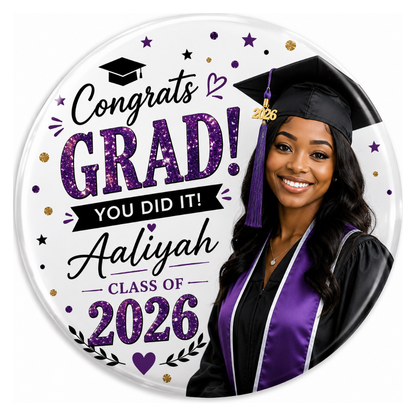 Personalized Graduation Button with Photo | Custom 2.25" Graduation Pin Back Button